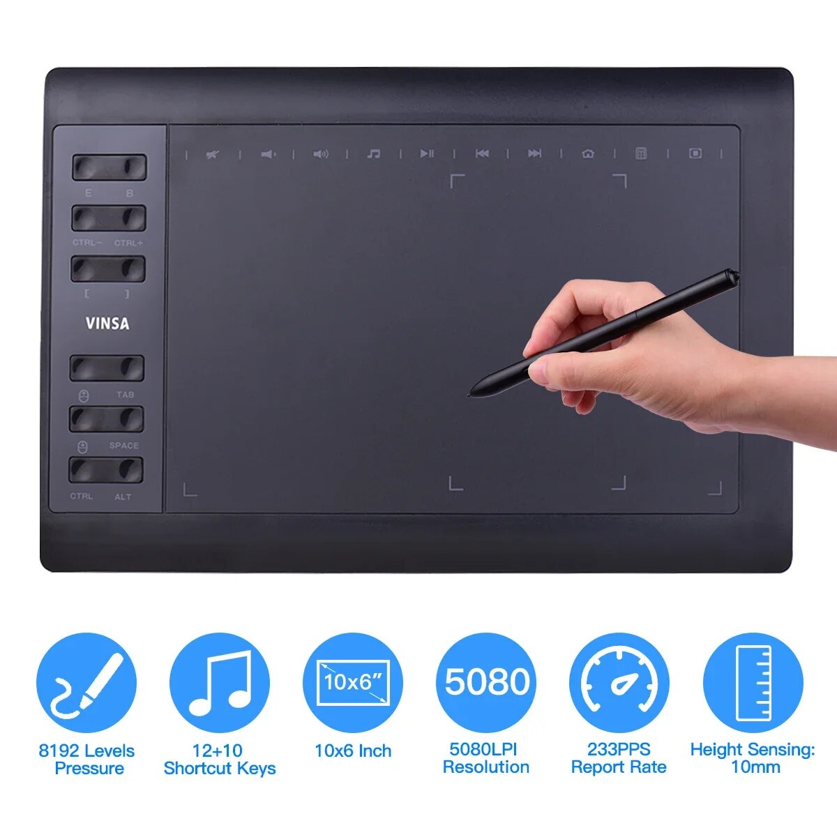 Photography Online - แท็บเล็ตวาดภาพกราฟิกมืออาชีพ10x6นิ้ว12ปุ่มด่วนพร้อมสำหรับ Windows Mac สำหรับการออกแบบสีหลักสูตรออนไลน์